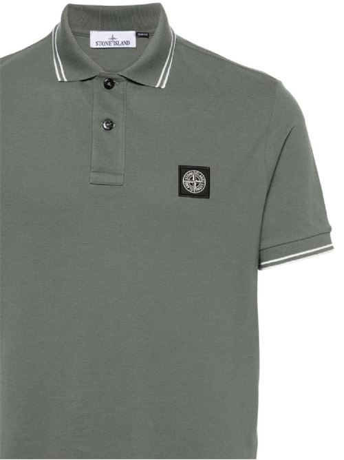 Dark green stretch-cotton piqué polo Stone Island | 80152SC18V0059